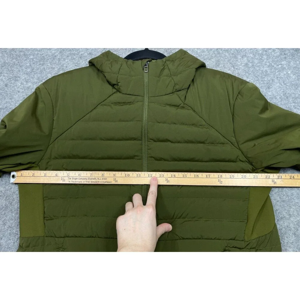 Lululemon Down For It All Hoodie Jacket Mens L Green Hooded Quilted Puffer Zip